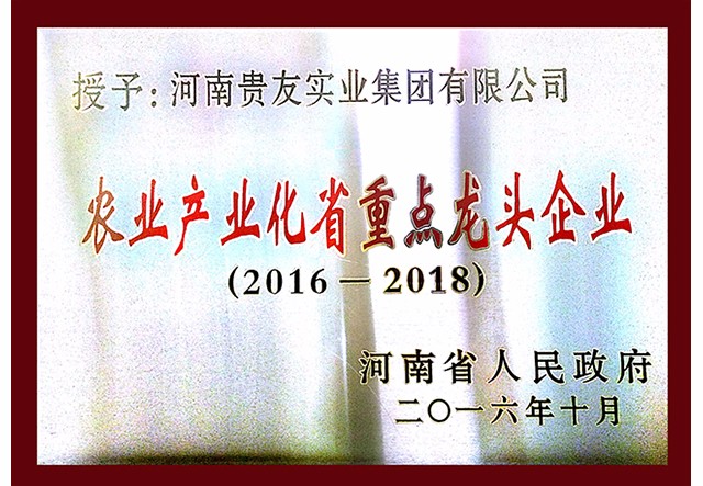 農(nóng)業(yè)產(chǎn)業(yè)化省重點龍頭企業(yè)